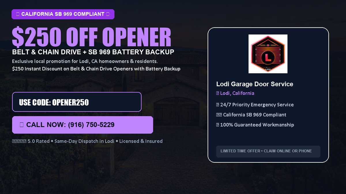 Lodi Garage Door Service $250 OFF Premium LiftMaster Opener Installation in Lodi, CA